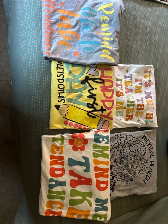 Tops - Woman’s ' Multicolor Teacher Short Sleeve Tees - No Brand